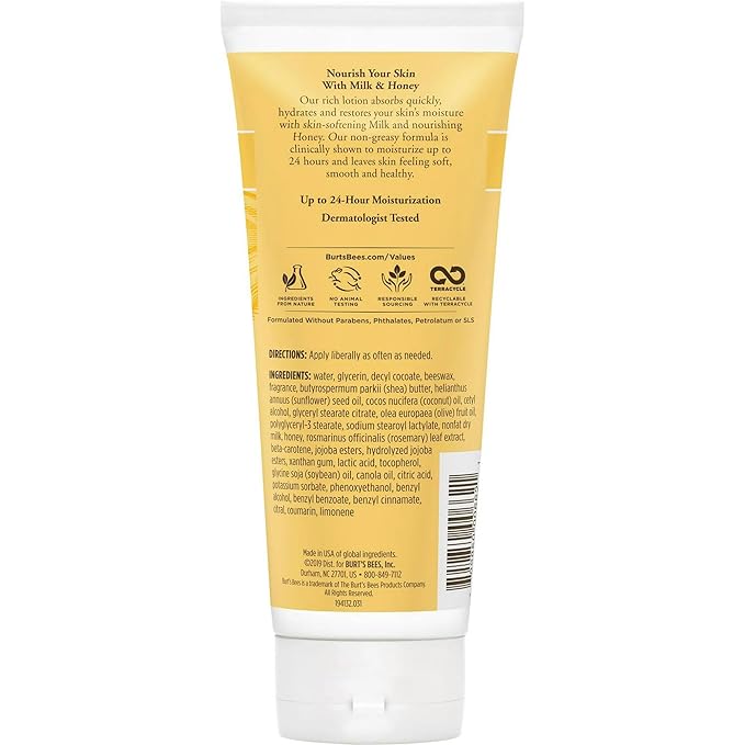 Burt's Bees Naturally Nourishing Milk & Honey Body Lotion 6 oz (Pack of 2)