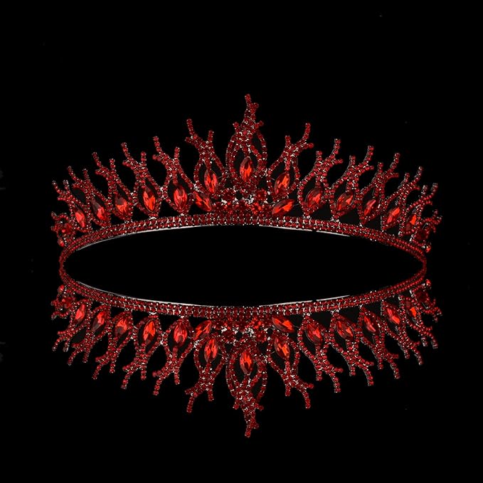 LIMELIA Women's Tiara for Henna Wedding Party|Glitter Hair Accessories for Bridal Birthday Pageant Prom Halloween Cos-play Christmas Party|Tulip-Red