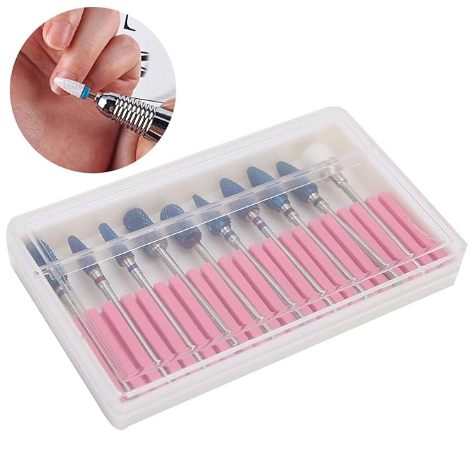 Nail Drill Bits Set,Electrical Professional Nail File Kit,Carbide Nail Drill Bits Set, Cuticle Drill Bit,Nail File Drill Bit for Manicure Pedicure Cuticle Gel Nail Polishing,10Pcs Nail Grinding Head