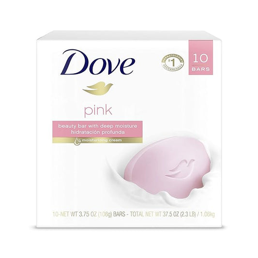 Dove Beauty Bar Gentle Cleanser For Softer and Smoother Skin Pink More Moisturizing Than Ordinary Bar Soap 3.75 oz 10 Bars