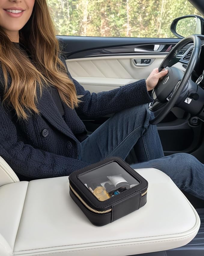 Clear Makeup Bag, Small Makeup Bag TSA Approved Toiletry Bag Cosmetic Travel Bag Cute Makeup Bag Organizer Makeup Case Pouch Car Essentials for Women Men