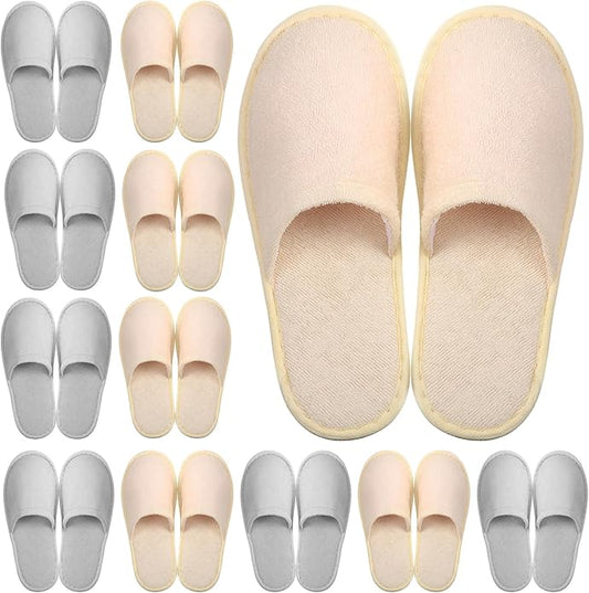 Geyoga 12 Pair Disposable House Slippers for Guests Non Slip Disposable Slippers for Spa Travel Hotel Shoeless Home Bride Bathroom Bedroom