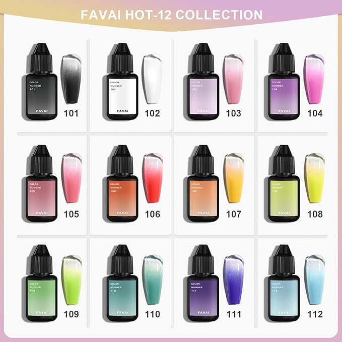 FAVAI Airbrush Gel Nail Polish 12 Colors Air Gel Set Spring Summer Collection for Baby Boomer Nail Art Design Stickers French Manicures Stencils Paint 10ml/0.33 Fl oz Long Lasting Without Dilution
