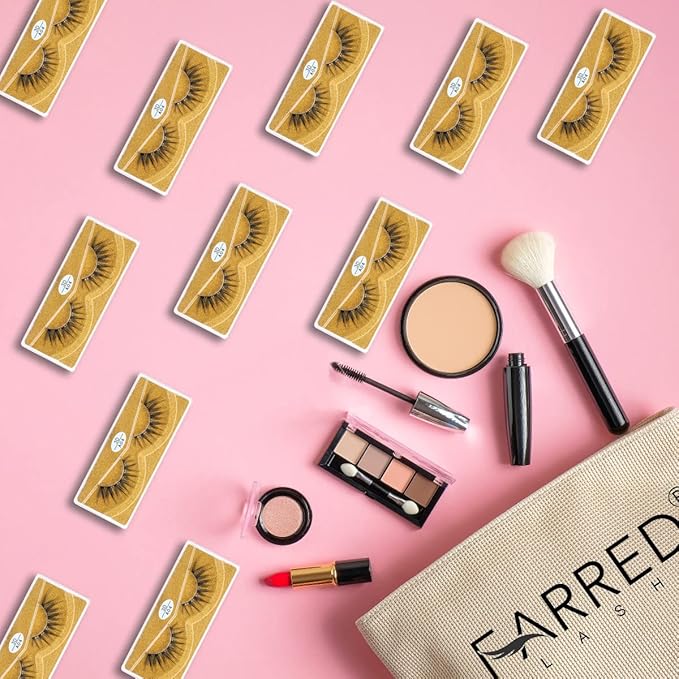 FARRED Wholesale Faux Mink Lashes 30 Pairs 3D A04 Medium Length Vegan Eyelashes Fluffy Volume Strip Lashes Bulk Fake Mixed Natural Look 3D False Eyelashes (3D A04)