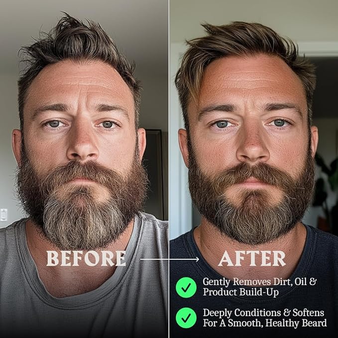 Striking Viking Beard Wash and Conditioner Unscented Scent - 10 Fl Oz (Pack of 2) Beard Shampoo and Conditioner Paraben & Sulfate Free for Men - Deep Cleansing for all Beard Types (Unscented)