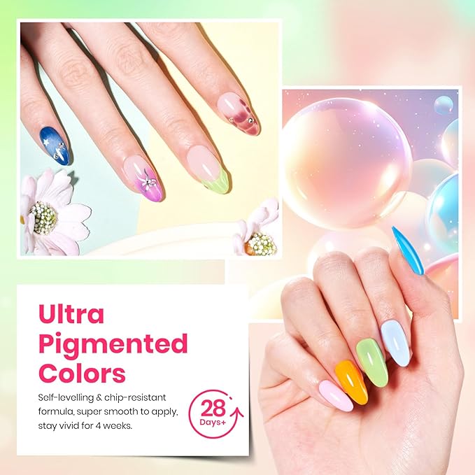 Beetles Gel Nail Polish Set 32 PCS-Spring Summer Gel Polish 25 Colors with Base Top Coat Soak off U V Gel Nail Polish Pink Red Green Gel Polish Set DIY Nail Art Manicure Gift for Women