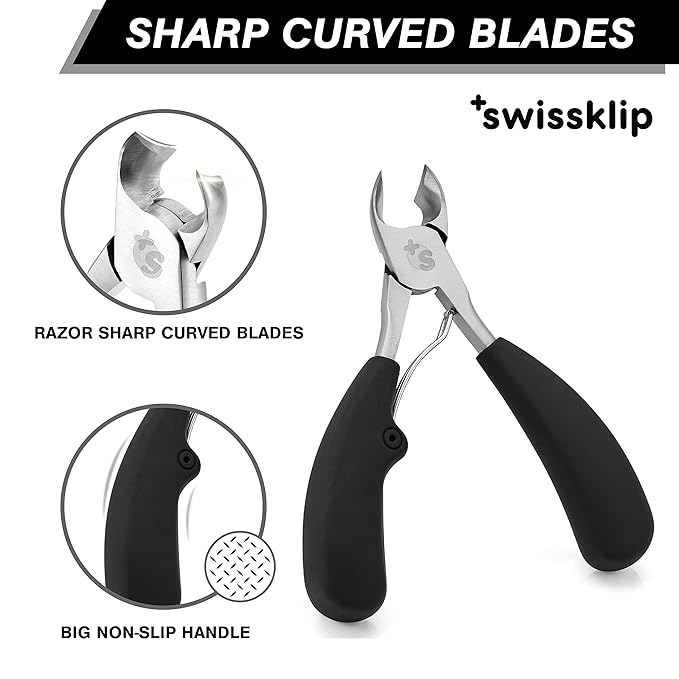 Swissklip Heavy Duty Toenail Clippers for Seniors Thick Toenails I Professional Nail Clippers for Ingrown Toenail I nail clippers for men I well suited as finger nail clippers adult