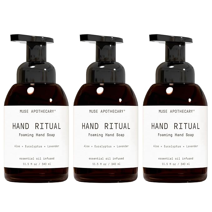 Muse Apothecary Hand Ritual - Aromatic and Nourishing Foaming Hand Soap, Infused with Natural Aromatherapy Essential Oils - USDA Certified Biobased - 11.5 oz, Aloe + Eucalyptus + Lavender, 3 Pack