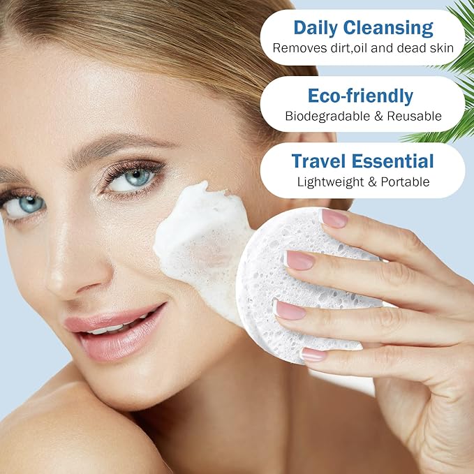 300 Count Compressed Facial Sponges Natural Face Sponges for Cleansing Disposable Facial Exfoliating Pads for Estheticians(White)