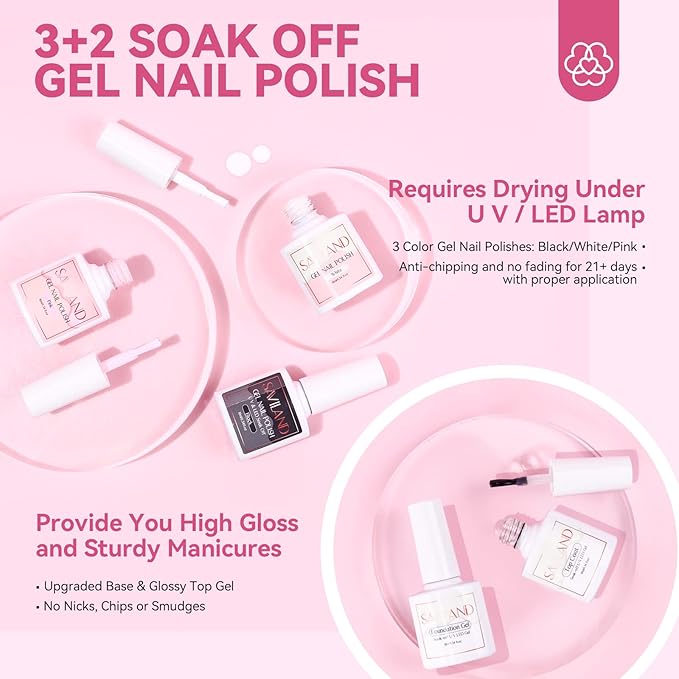 SAVILAND Acrylic Nail Kit with Everything: Nails Kit Acrylic Set For Beginners Gel Polish Kit U V Lamp Nail Decoration Professional Acrylic Nails Kit Starter Full Acrylic Nail Supplies DIY Home Salon