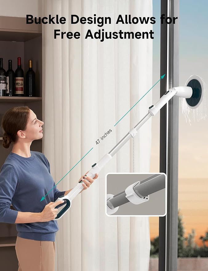 HiCOZY Electric Spin Scrubber HS1 Pro, Shower Scrubber with 2024 New Upgraded Voice Prompt LED Smart Display, Cleaning Brush with 4 Adjustable Speeds, 6 Replaceable Brush Heads Malachite Green