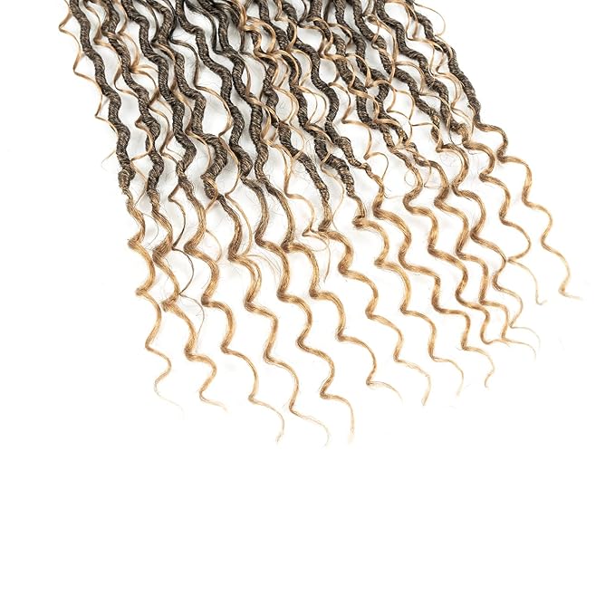 Aipin Long New Goddess Locs Crochet Hair 22 Inch Boho River Locs Hippie Locs Wavy Crochet With Curly Hair In Middle And Ends Braids Hair Extensions (8Packs,22 inch, T27)