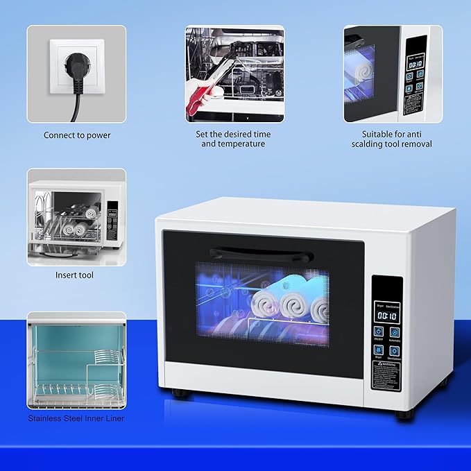 SIXRARI 21L Nail Tool Cleaner-Large Capacity, Kitchen Cleaning Cabinet with Timer Setting, Multi-Functional UV Cleaning Box for Home and Beauty Salons Use, For Nail Tool, Dishes, Toys or Other Items