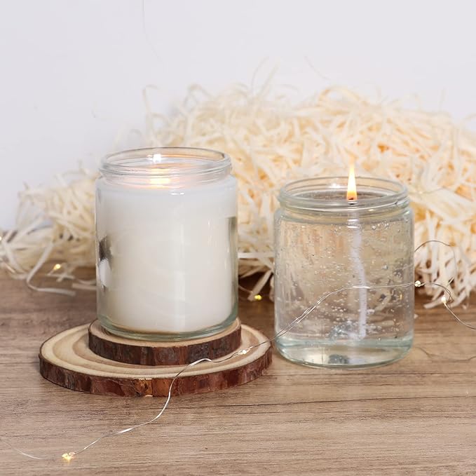 EkkoVla 24 Pack 8 oz Clear Round Glass Jars with 24 Black Lids, Candle Making Jar, Empty Refillable Cosmetic Containers for Lotions, Face Creams, Body Butter, Powders, Ointments, Beauty Products