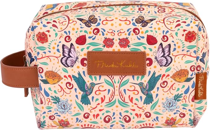 Grupo Erik Frida Kahlo Cosmetic Case | Flower Hanging Toiletry Bag, Waterproof PU Case, Travel Makeup Bag, Travel Toiletry Bag, Frida Kahlo Bag