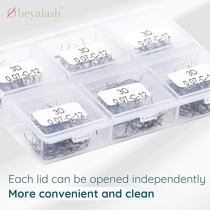 Obeyalash Lash Extension Premade Fans 600 Pcs Loose Fans Handmade Short Stem 3D Pomade Lash Fans 0.07mm C Curl Volume Lash Extensions 12mm Pre Made Fans Lash Extensions(3D-0.07C-12MM)