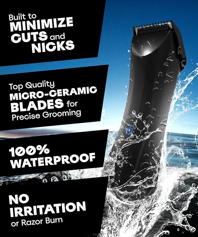BALLS V3 The Archibald - Body & Pubic Hair Trimmer for Men - No Cuts, Sacksafe Guard, 100% Waterproof, Cordless - Wet/Dry with Replaceable Ceramic Blades Archibald Trimmer