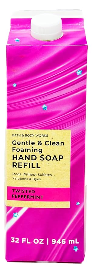 Bath + Body Works Gentle Foaming Hand Soap Refill - XL Size - 32 oz Compatible with all Bath & Body Works Gentle Foaming Hand Soap Bottles (Twisted Peppermint)