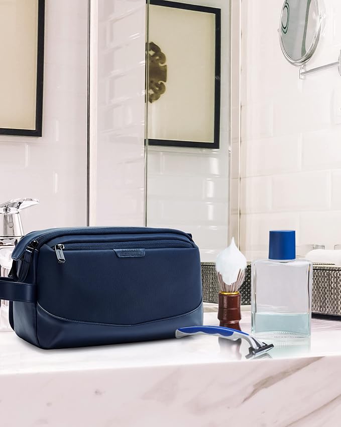 BAGSMART Toiletry Bag for Men, Large Travel Toiletry Organizer, Dopp Kit Water-resistant Shaving Bag for Toiletries Accessories - Nvay Blue