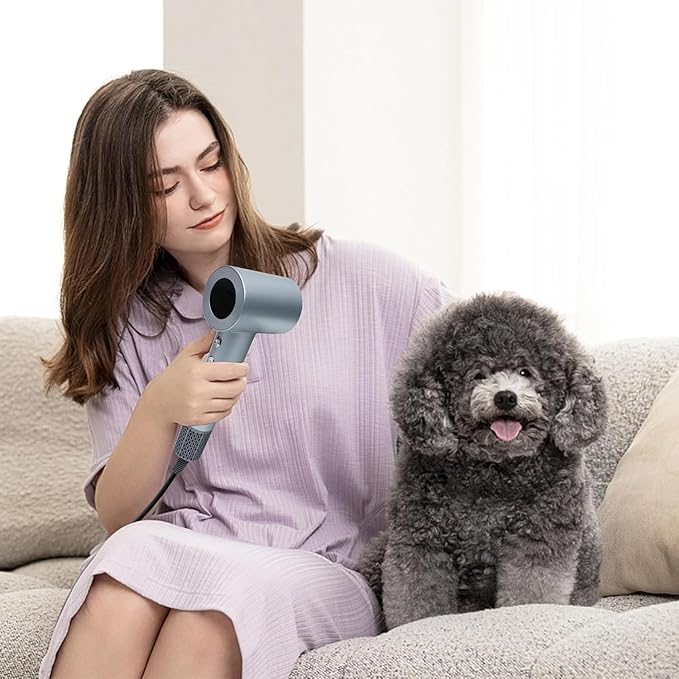 Hair Dryer, High-Speed Ionic Low Noise Blow Dryer with Brushless Motor for Fast Drying, Thermo-Control Quiet Compact Hair Blow Dryer, Hairdryer with 1 Nozzle Attachments for Home Salon Travel