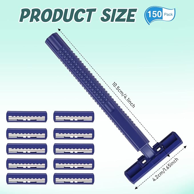 Chumia Twin Blade Razors for Men Stainless Steel Disposable Razors Men Bulk Plastic Shavers Multipurpose Portable Manual Disposable Shavers for Bathing Hotel Travel(150 Pieces)