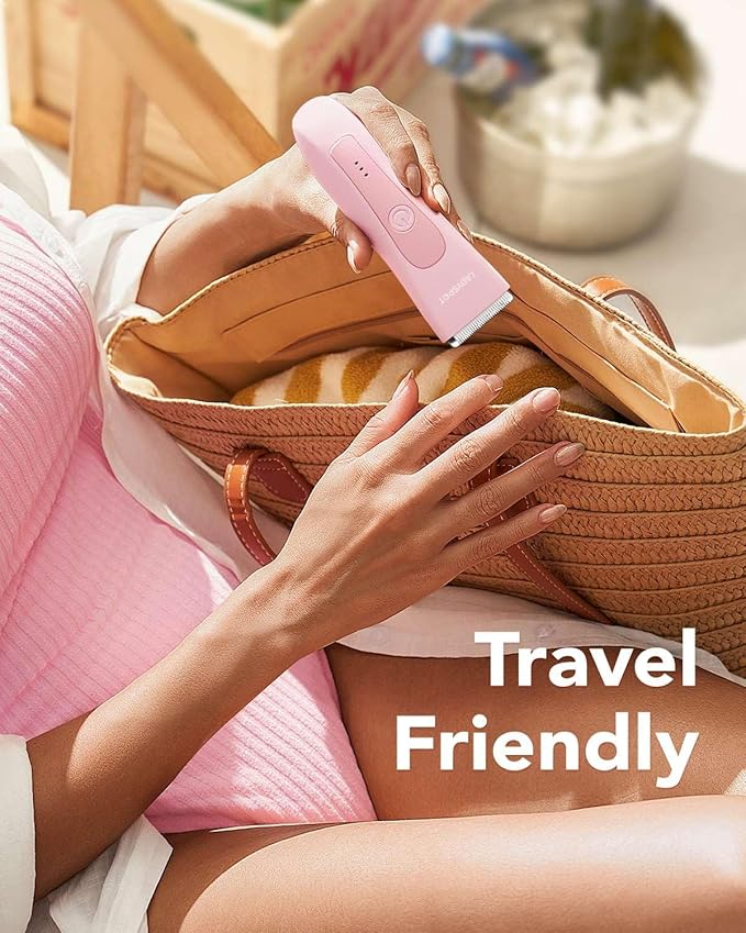 Electric Shaver for Women, Women Shaving & Grooming Sets, with 3 Guard and Replaceable Ceramic Blade Heads, LADYSPOT™ Pubic Hair Trimmer Bikini Trimmer Grooming Kit Sets-(Pink)