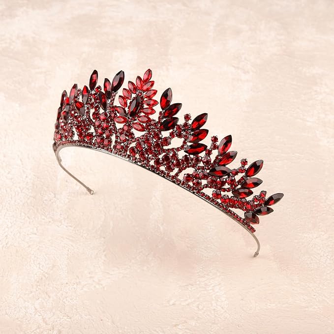 LIMELIA Women's Tiara for Henna Wedding Party|Glitter Hair Accessories for Bridal Birthday Pageant Prom Halloween Cos-play Christmas Party|Danver-Burgundy