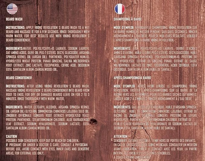 Viking Revolution Beard Wash & Beard Conditioner Set with Argan & Jojoba Oils - Softens and Strengthens - Natural Sandalwood Scent - Beard Shampoo with Beard Oil (17 oz)