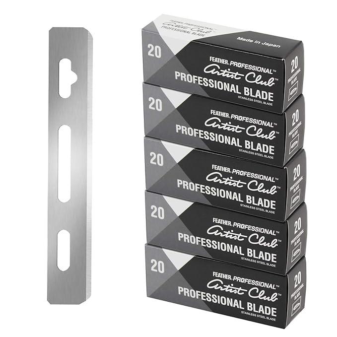 Feather Artist Club Professional Razor Blades - (5 Pack of 20) - Single Straight Edge Razor Blade Refills for Shaving - For Men & Barbers