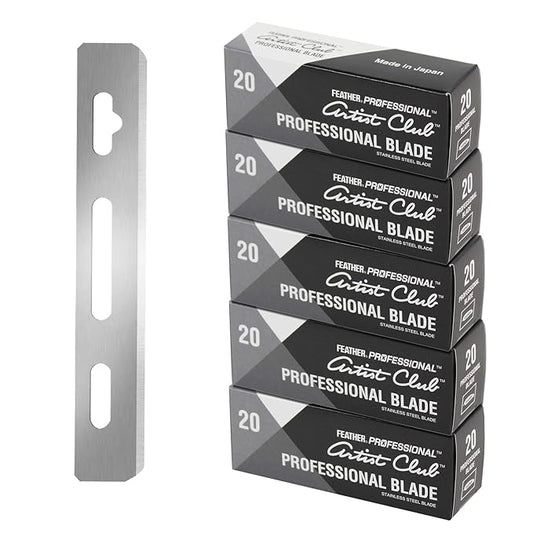 Feather Artist Club Professional Razor Blades - (5 Pack of 20) - Single Straight Edge Razor Blade Refills for Shaving - For Men & Barbers