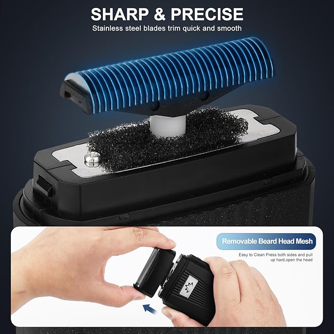 Foil Bald Shavers for Men, Powerful Motor Electric Razor, Head Shavers, Men's Foil Beard Trimmer, Cordless Rechargeable LED Displays