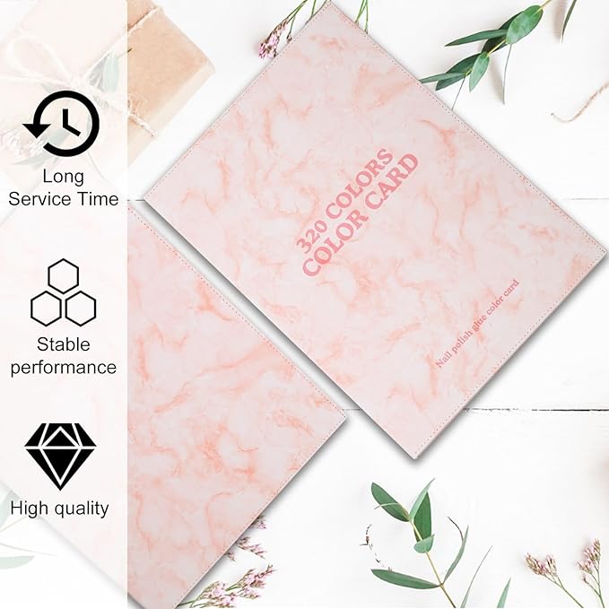 320 Nail Color Chart Book,Leather Nail Color Display Book with 480 Nail Tips & 1-400 Number Labels,Professional Nail Color Chart Display Book for Nail Polish Nails Art Design(Pink)