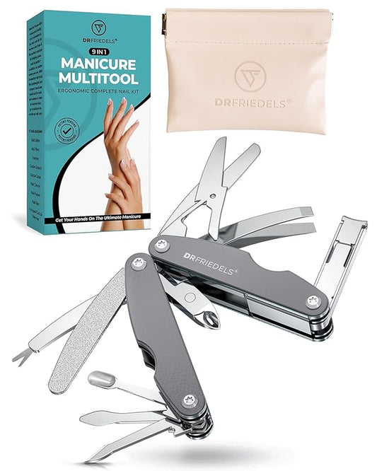 Manicure and Pedicure Kit - 9 in 1 Professional Manicure Set For Women & Men with Cuticle Trimmer, Cuticle Remover, Cuticle Pusher - Nail Techs & Nail Lovers’ Manicure Set Professional by DrFriedels