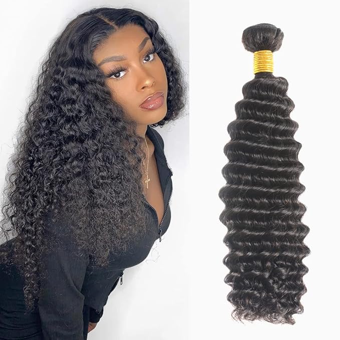 Deep Wave Human Hair Bundle Brazilian Virgin Hair 26 inch Deep Wave 1 Bundle 100% Unprocessed Natural Black Color Double Weft for Black Women