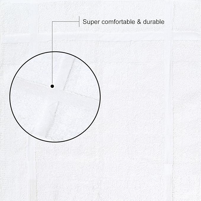 GOLD TEXTILES 12 Pack New Cotton Blend Economy White Hotel Bath Mat Towel (18x25 Inches) Light Weight Quick Drying & Machine Washable - Hotel Supplies Shower Bath Mat Towel