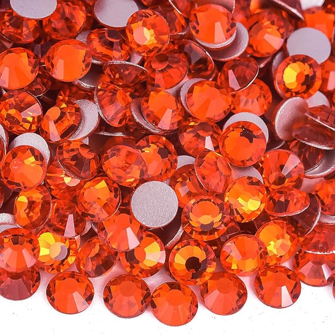 Blinginbox Flatback Rhinestones Bulk,14400pcs Crystal Round Loose Gemstones Glass Rhinestones for Crafts Makeup Nail Art Clothes Shoes DIY Decorations(SS20,4.6-4.8mm,Orange)