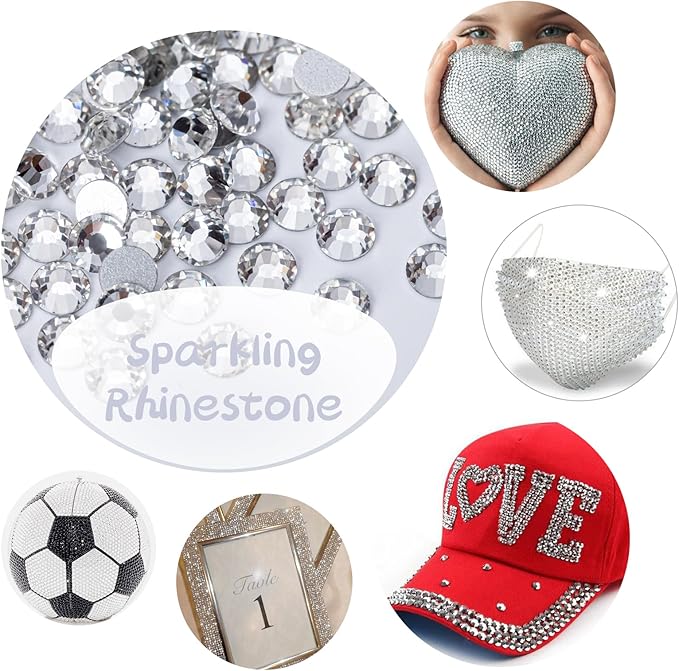 10000PCS Clear Rhinestones Bulk, Flat Back Crystal Glass Stone Round Gems,SS16, 3.8-4.0mm