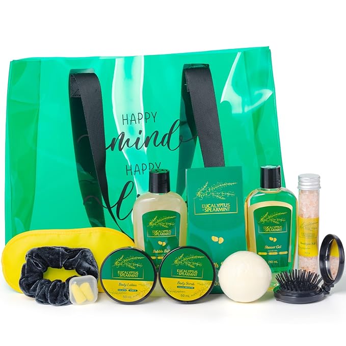 Mother's Day Gifts for Mom Spa Gift Basket Set - Unique Gift Set for Teen Girls Tote Bag for Women, Eucalyptus & Mint Gift Baskets Spa Kit, Birthday Gifts Luxury Bath & Shower Package for Women