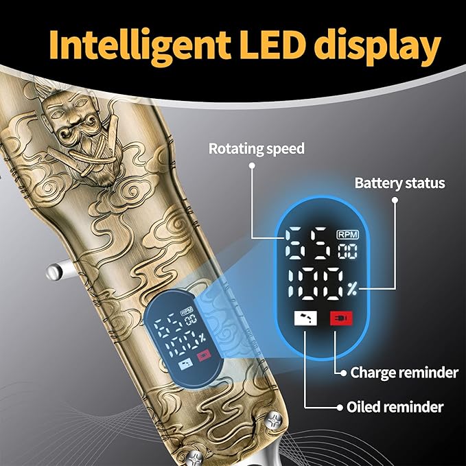 Roziapro Hair Clippers for Men T-Blade Trimmer Professional Barber Clippers - Cordless Hair Cutting Beard Trimmer Mens Electric Hair Trimmer Rechargeable Gold Knight Grooming Kit （Gold）