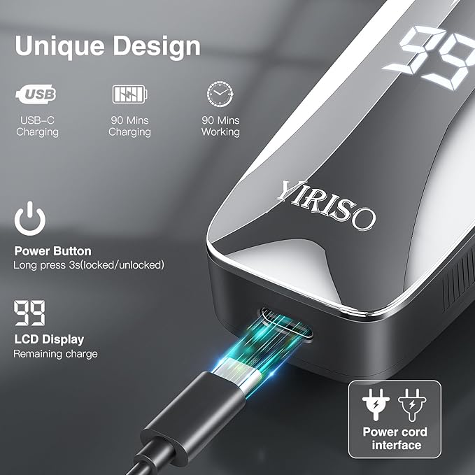 Electric Razor for Men, Men’s Electric Shavers, Wet & Dry Shaver with Pop-up Trimmer, USB-C Rechargeable Waterproof Portable Shaver with LCD Display/Travel Organizer/Travel Lock Ideal Men Gift