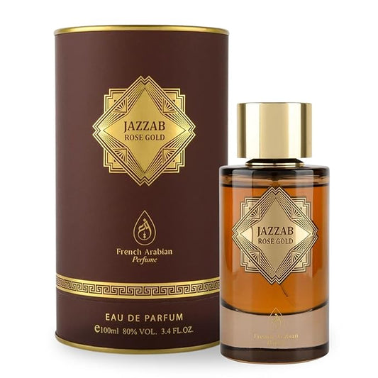 Jazzab Rose Gold Arab Perfume 100ml –Rose Woody Amber Oud Perfume For Her Eau De Parfum 100ml Fresh Scent Spray for Women