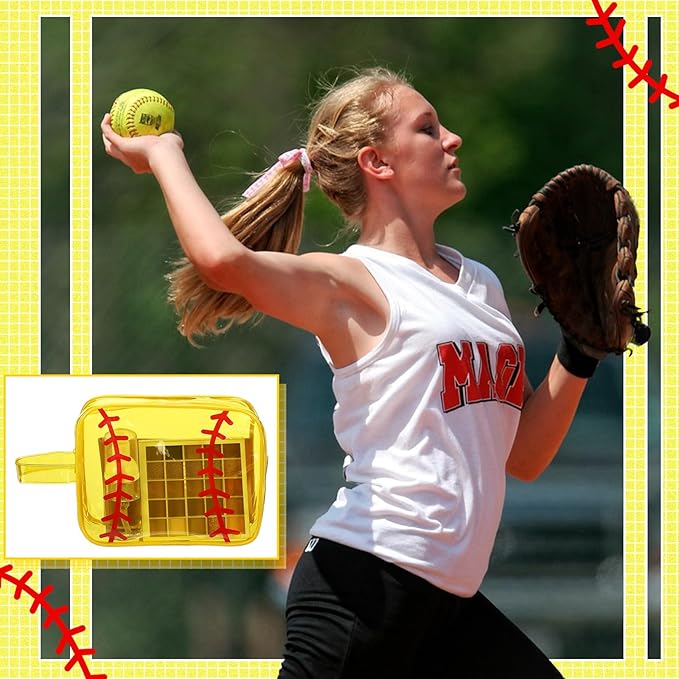 Reginary 12 Pcs Softball Cosmetic Bag Gifts Accessories for Makeup Bags Softball Clear PVC Cheer Case Toiletry Zipper Pouch Waterproof Travel Toiletry Handbag Purses Organizer for Women Valentine Gift