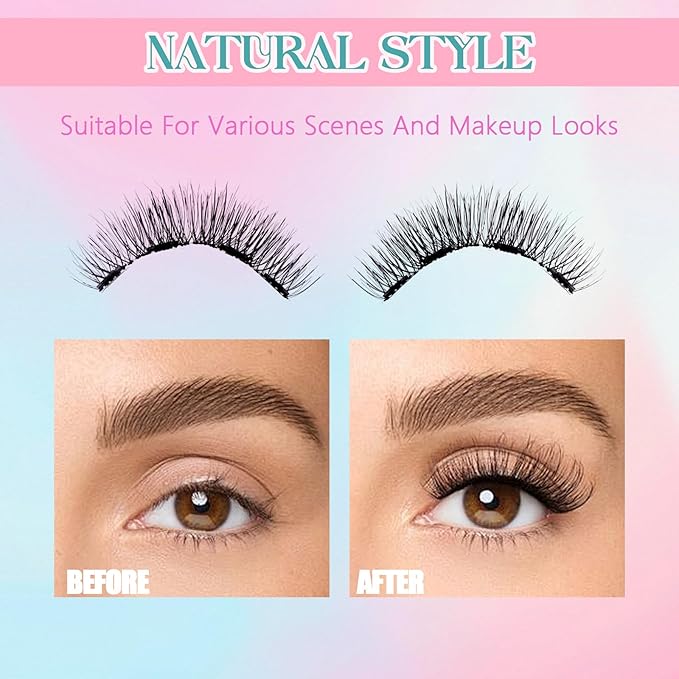 GEMERRY Magnetic Eyelashes with Applicator No Glue Needed Soft Natural Look Magnetic Lashes DIY at Home for Beginners