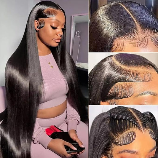 34 Inch 13x6 Straight Lace Front Wigs Human Hair 180% Density 13x6 HD Lace Front Wigs Human Hair for Women Straight Frontal Wigs Human Hair Pre Plucked with Baby Hair Gluless Wigs Human Hair