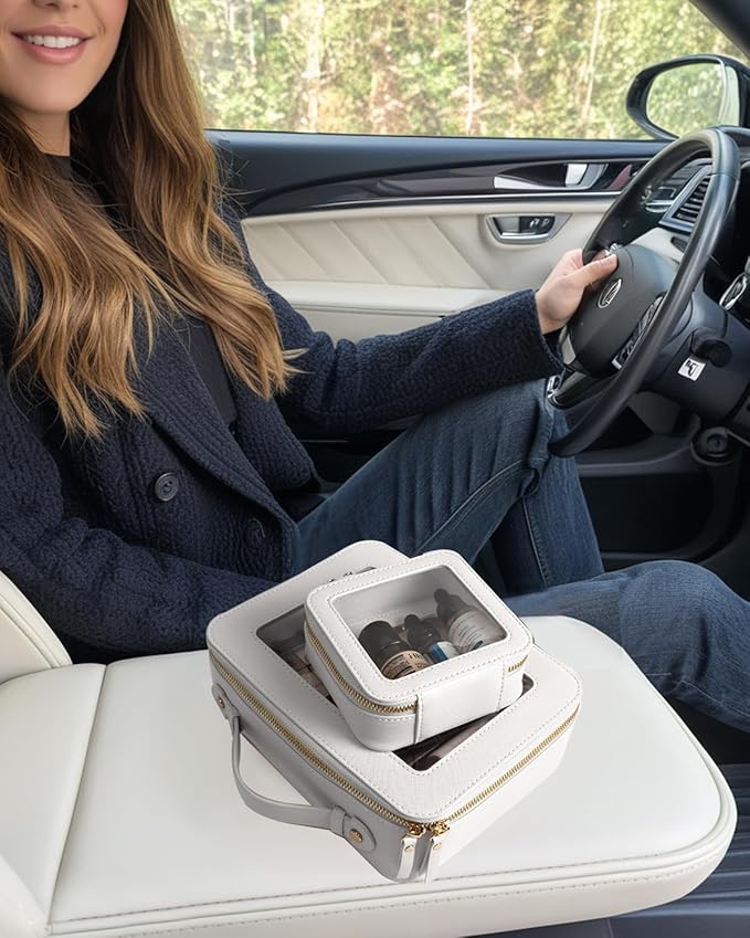 Clear Makeup Bag, Small Makeup Bag TSA Approved Toiletry Bag Cosmetic Travel Bag Cute Makeup Bag Organizer Makeup Case Pouch Car Essentials for Women Men