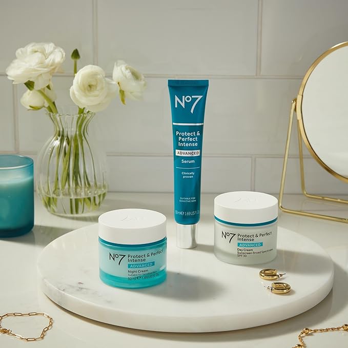 No7 Protect & Perfect Intense Advanced Face Cream - Hydrating Face Moisturizer with SPF - Formulated with Hyaluronic Acid & Collagen Peptide Technology to Help Reduce Fine Lines & Wrinkles (1.69 Oz)
