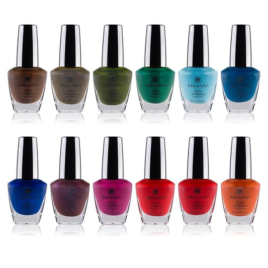 SHANY Nail Polish Set - Nail Lacquer Quick Dry, Full Size, Vibrant, Colorful, Trendy, Semi Glossy, Shimmery, Matte Nail Polish Set - 12 Colors - Funky Collection