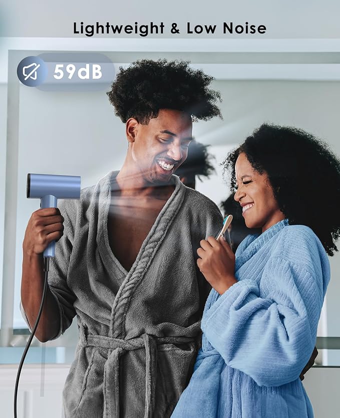 Ionic Hair Dryer, High-Speed Blow Dryer - 150,000 RPM Brushless Motor, 500 Million Negative Ions, Ultra-Light & Small, Smart Temp Control, Quiet Hairdryer for Women, Ideal for Travel, Home