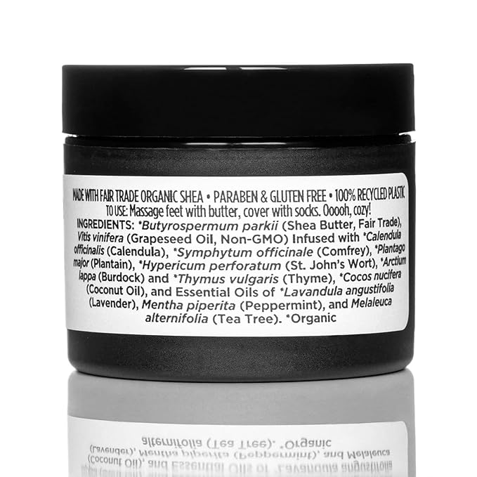 Ora's Amazing Herbal Foot Care Butter, Heel Balm, Foot Balm, Repair Cream for Dry Cracked Heels & Feet, Lavender, Tea Tree & Peppermint, 100% Recycled Plastic Jar, 8 oz