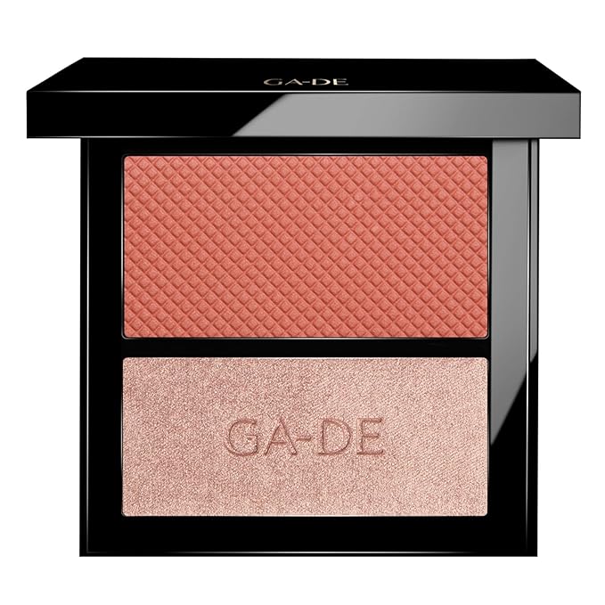 GA-DE Velveteen Blush and Shimmer Duet, 48 - Formulated with Micronized Pearls and Pigments for Sculpting Face and Décolleté - Paraben-Free - 0.26 oz